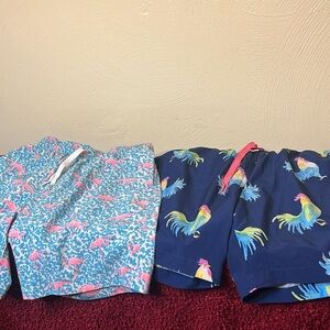 Chubbies Men’s Flamingo & Rooster Print Lined Swim Trunks Small Bundle Lot of 2